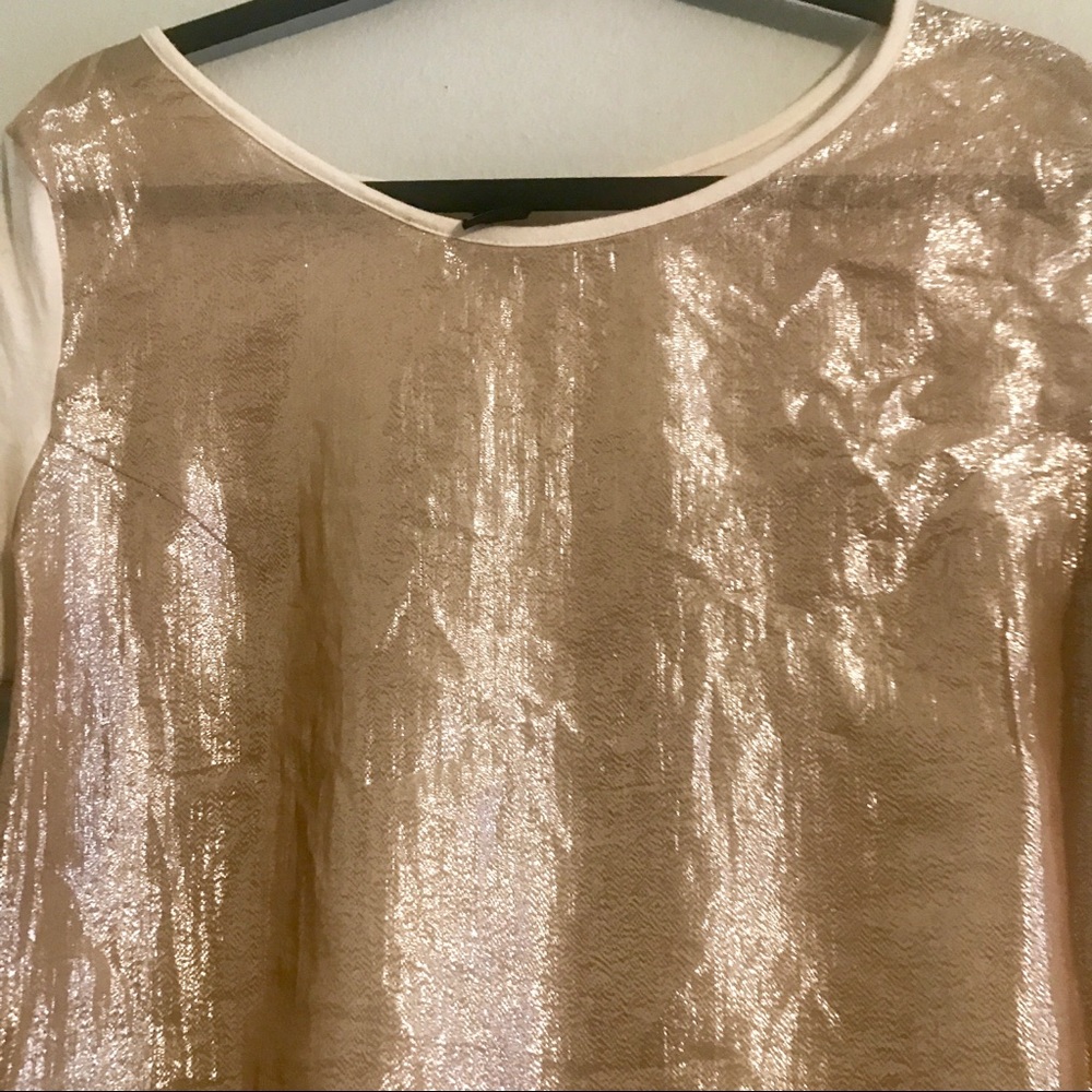H&M sheer metallic silk cotton Hi Lo blouse - Picture 4 of 5
